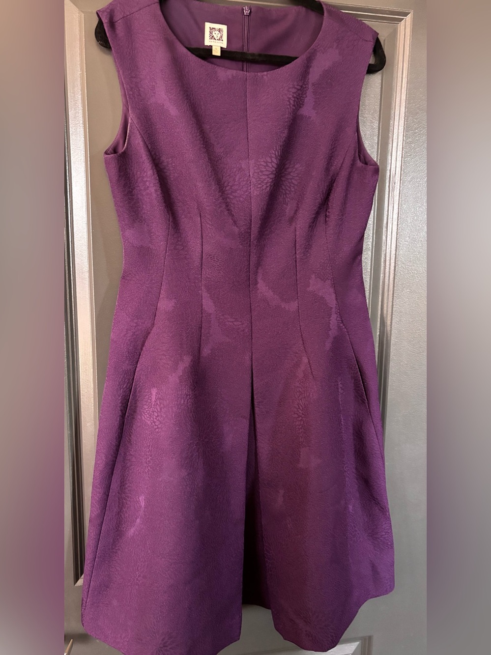 Anne Klein Plum Textured Sleeveless Fit & Flare Midi Dress